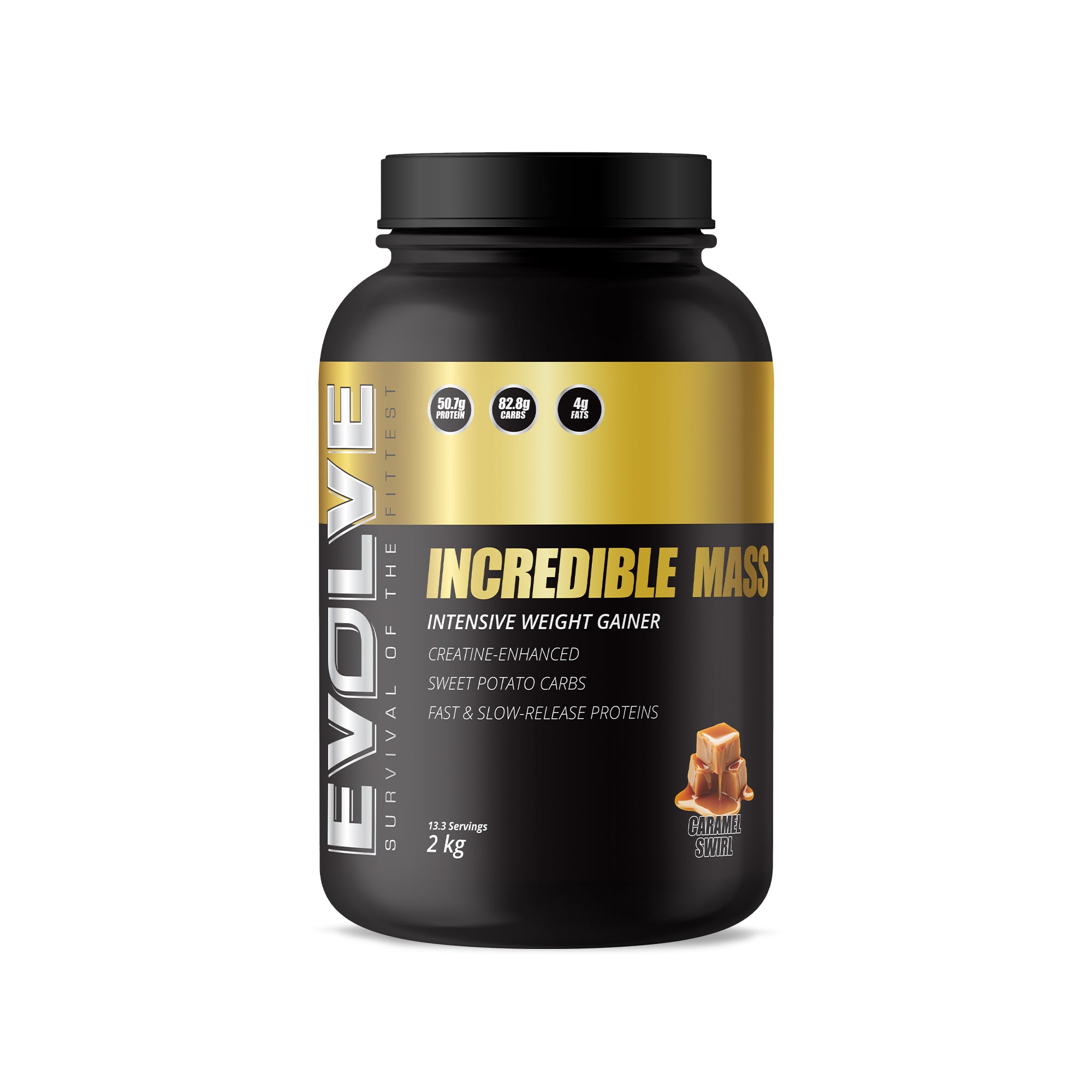 Evolve Incredible Mass 2kg Caramel Swirl