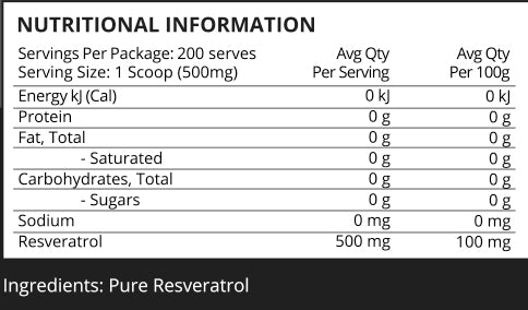 Evolve Resveratrol Powder 100g NIP
