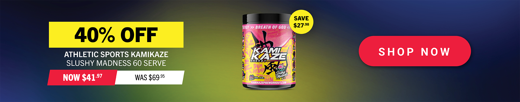 40% OFF ATHLETIC SPORT KAMIKAZE SLUSHY MADNESS