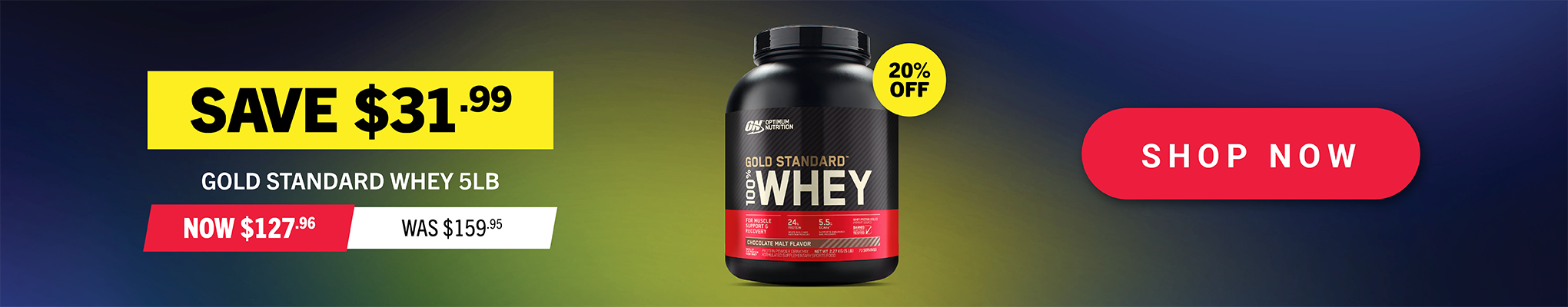 SAVE $31.99 GOLD STANDARD WHEY 5LB