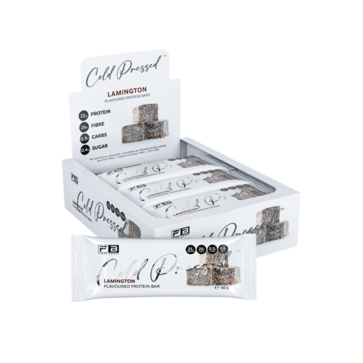 Fibre Boost Cold Pressed Bars - Box of 12 Lamington