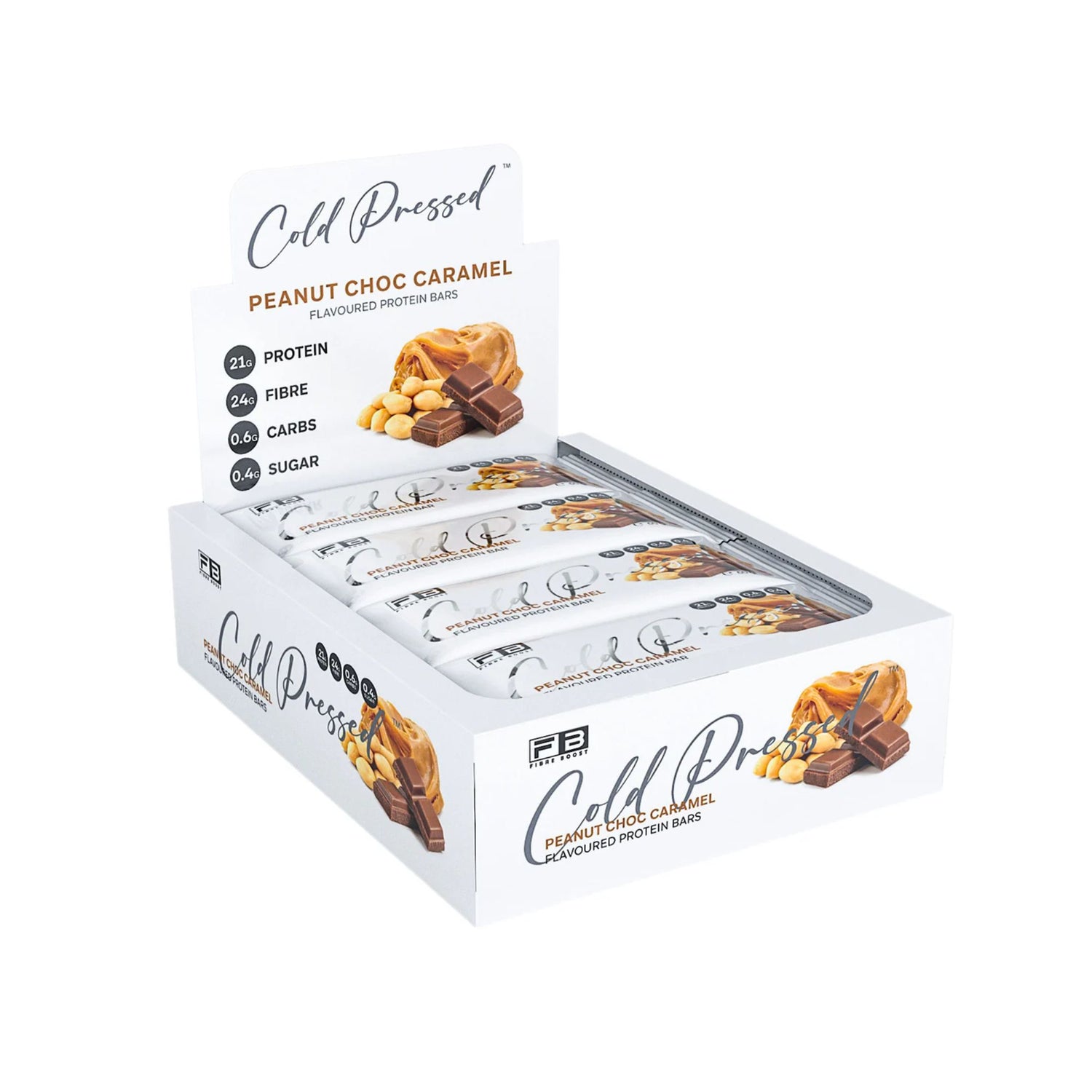 Fibre Boost Cold Pressed Bars - Box of 12 Peanut Choc Caramel