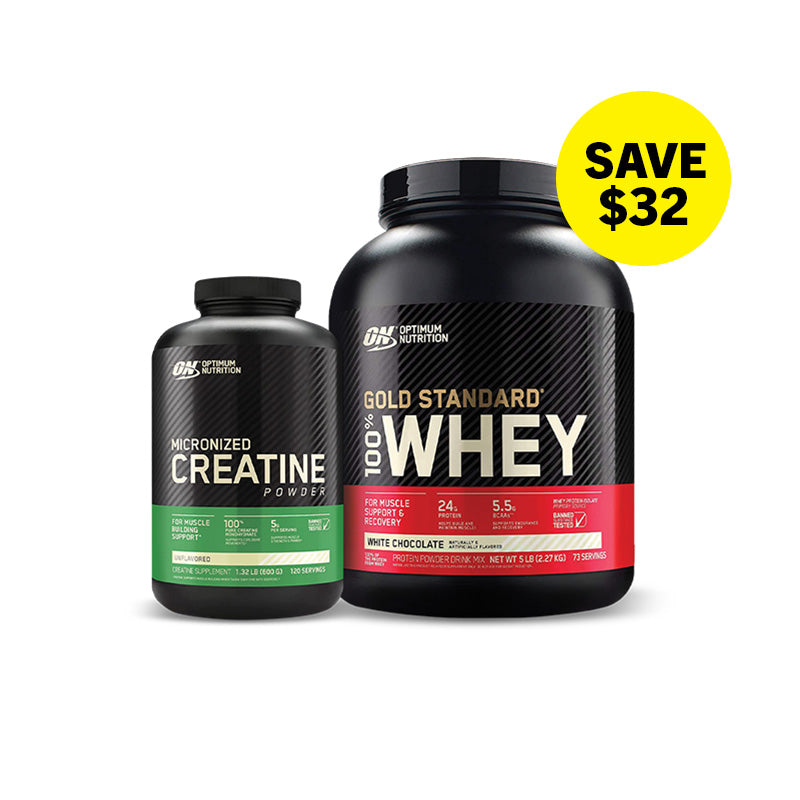 Optimum Nutrition Gold Standard Whey 5LB + Creatine 600g - SAVE $32