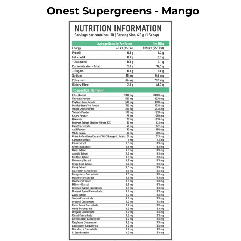 ONEST Supergreens Mango NIP