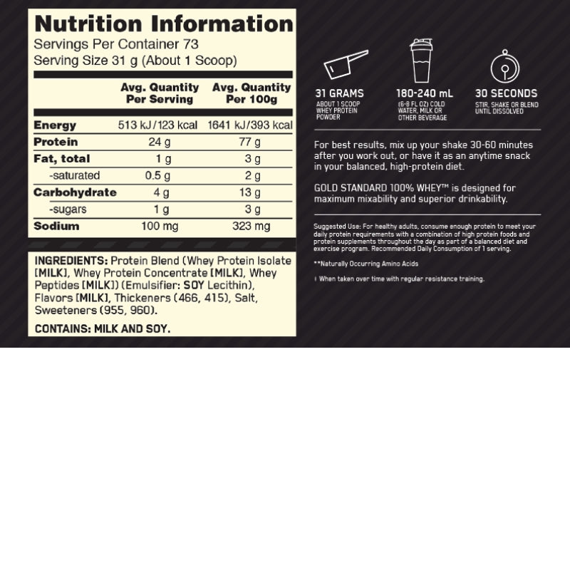Optimum Nutrition Gold Standard 100% Whey NIP