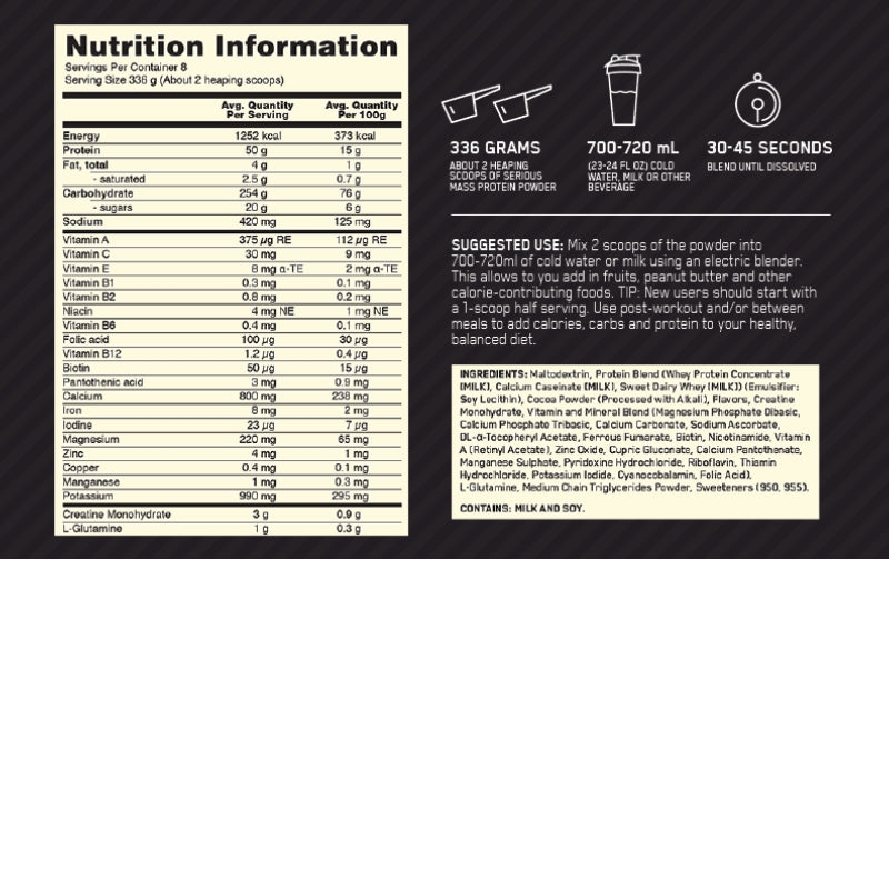 Optimum Nutrition Serious Mass NIP