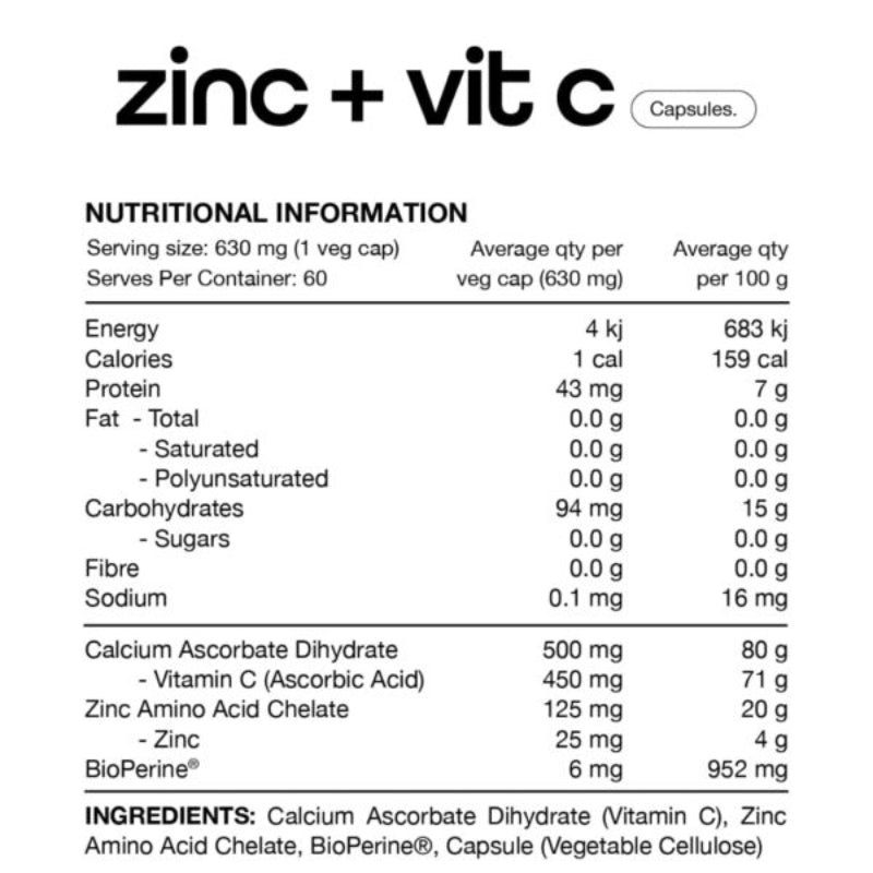 Switch Nutrition Zinc + Vit C BioPerine NIP