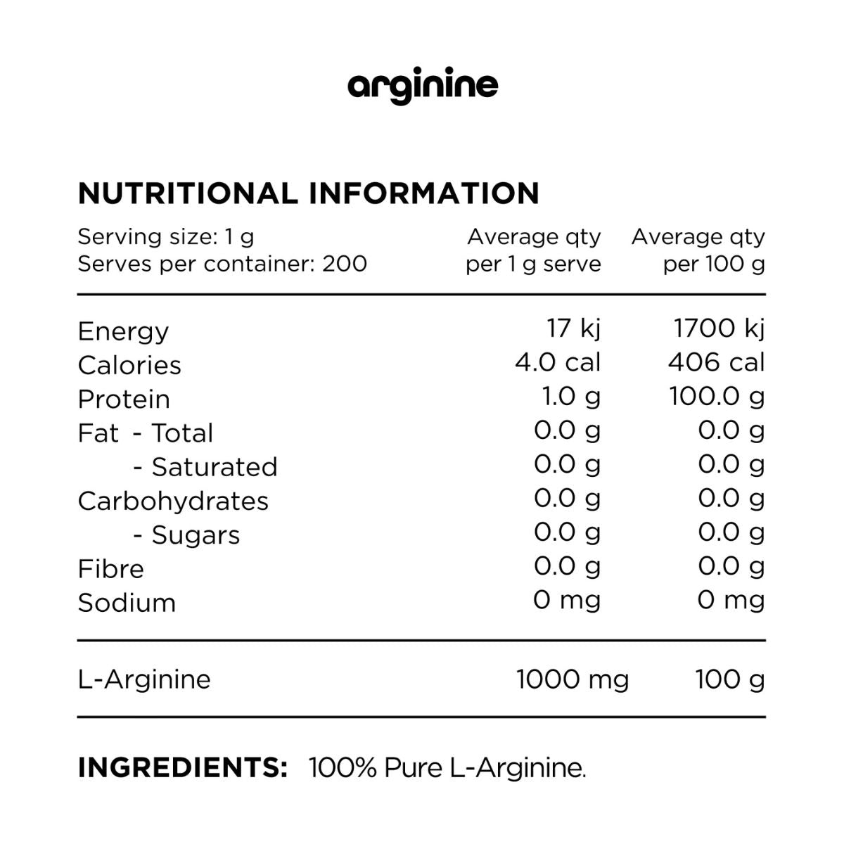 Switch Nutrition L-Arginine NIP
