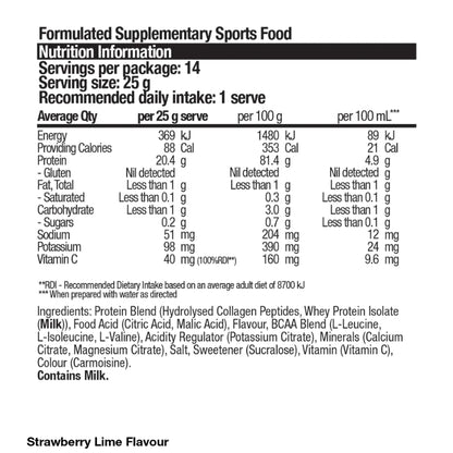 BSc Supplements Collagen Protein Water Strawberry Lime NIP