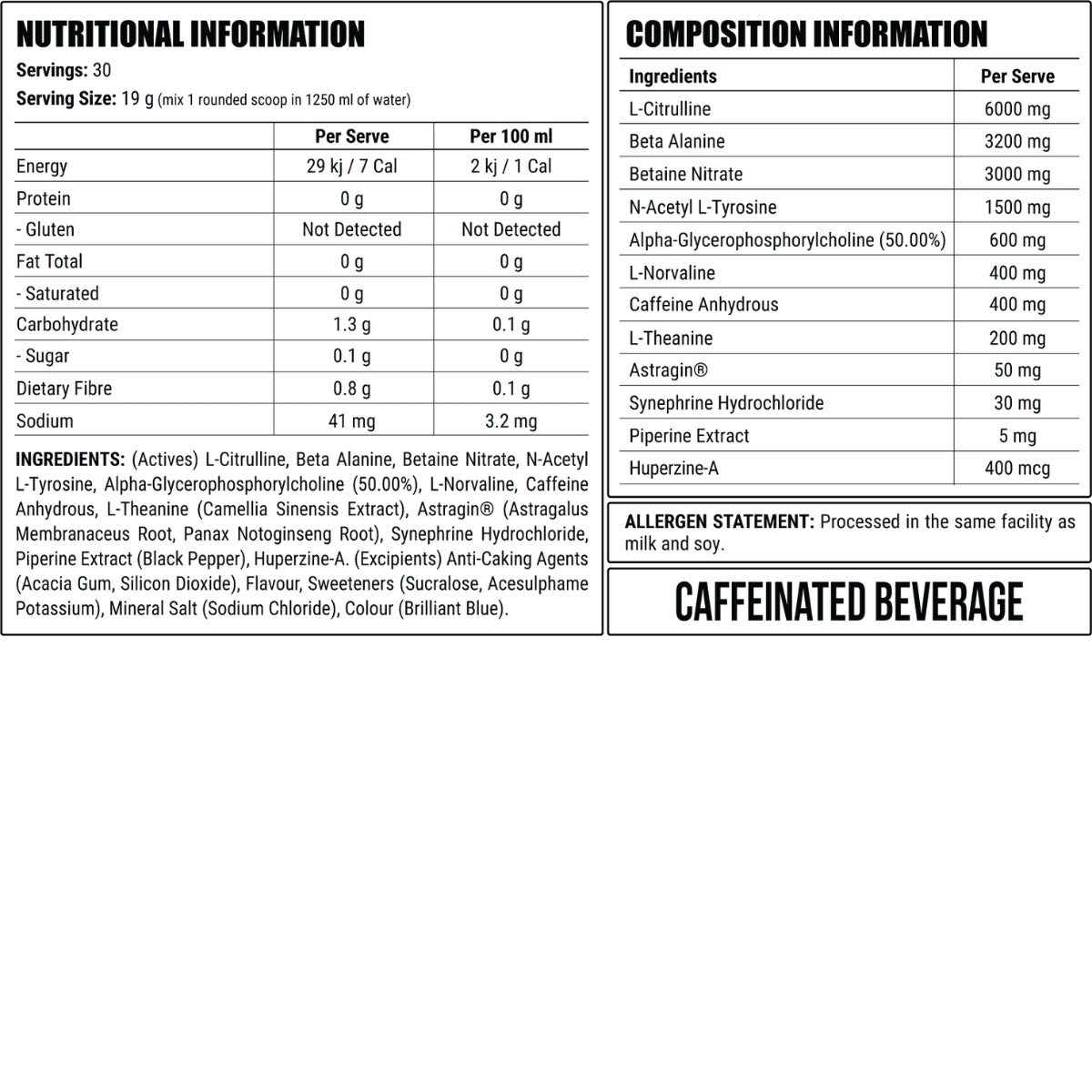 Disorder Ultimate - Nutritional Panel