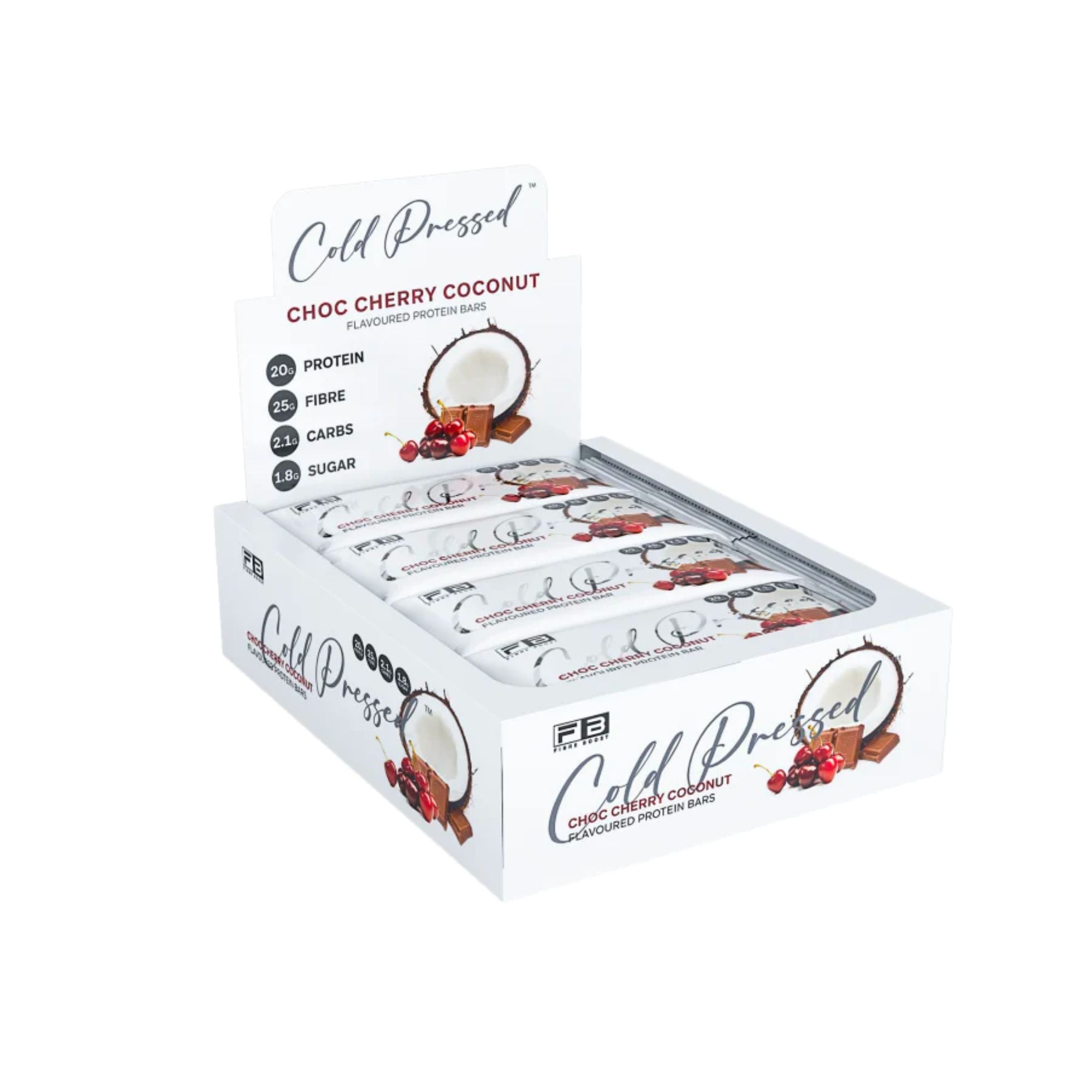 Fibre Boost Cold Pressed Bars - Box of 12 Choc Cherry Coconut