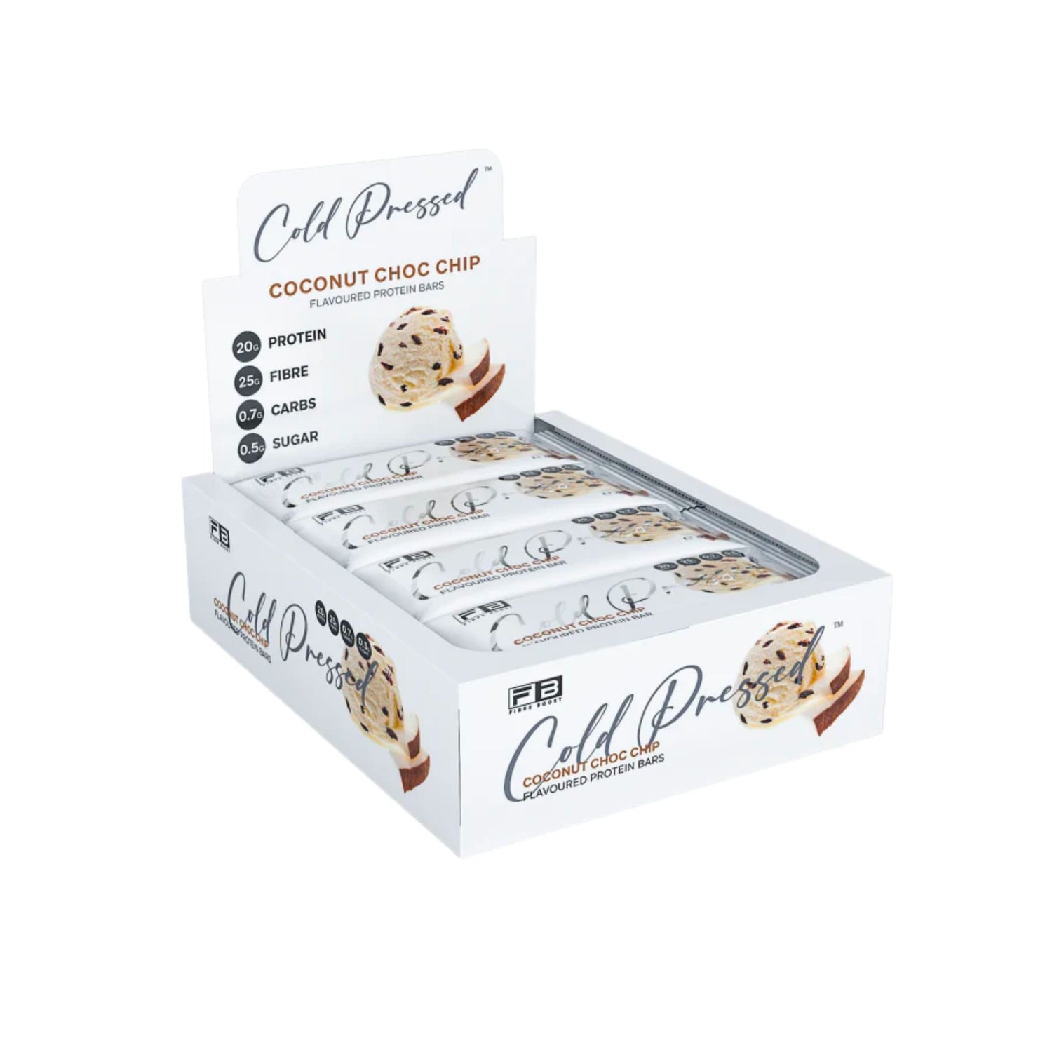 Fibre Boost Cold Pressed Bars - Box of 12 Coconut Choc Chip