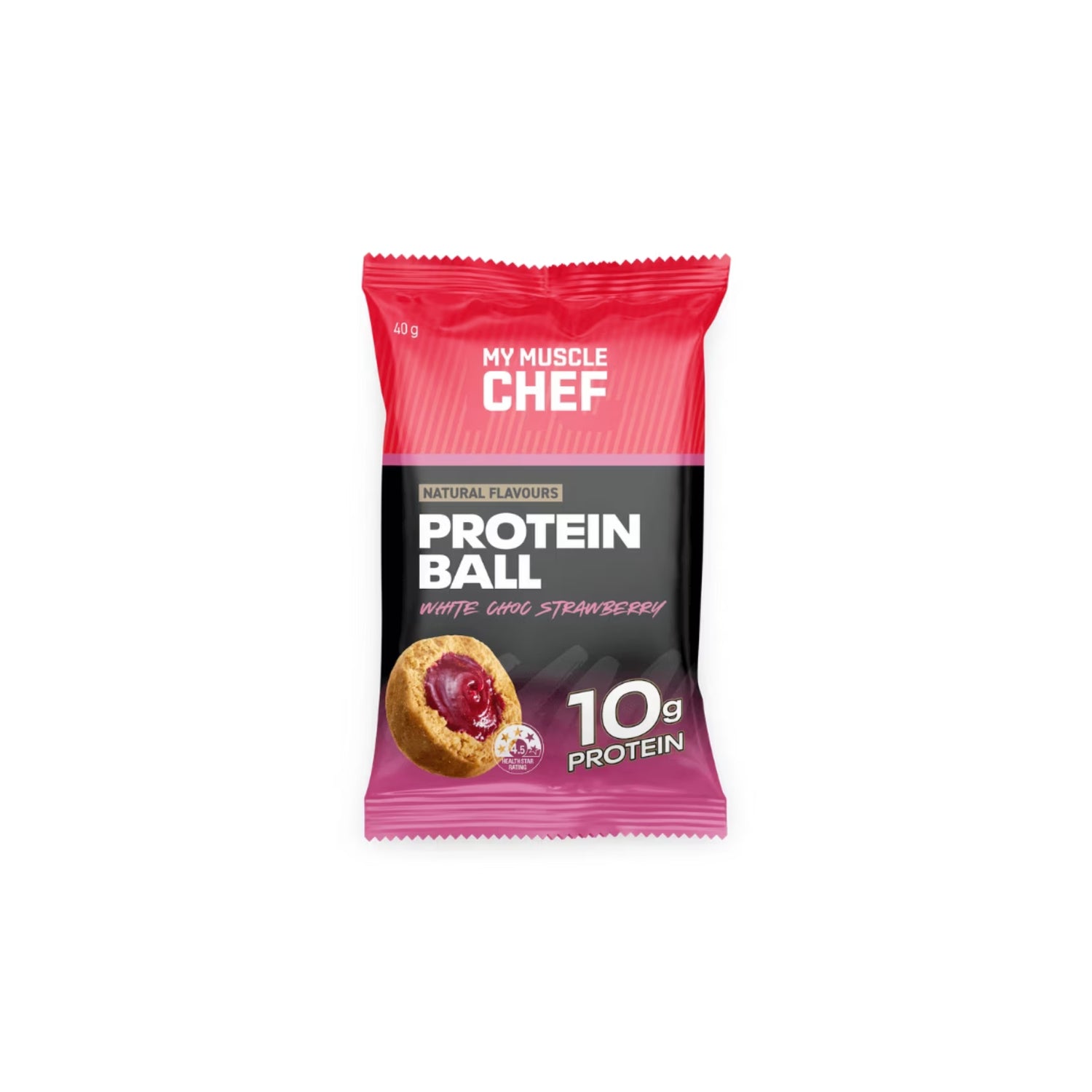 My Muscle Chef Protein Ball 40g - White Choc Raspberry