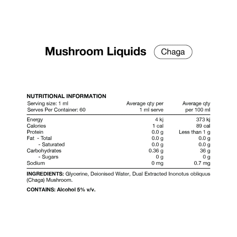 Switch Nutrition Liquid Mushroom Extract Double Strength Chaga NIP