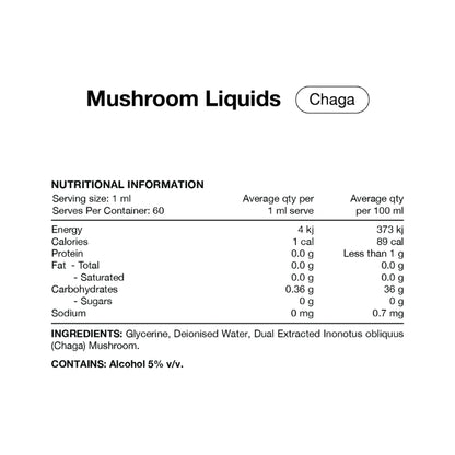 Switch Nutrition Liquid Mushroom Extract Double Strength Chaga NIP