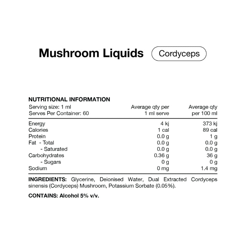 Switch Nutrition Liquid Mushroom Extract Double Strength Cordyceps NIP