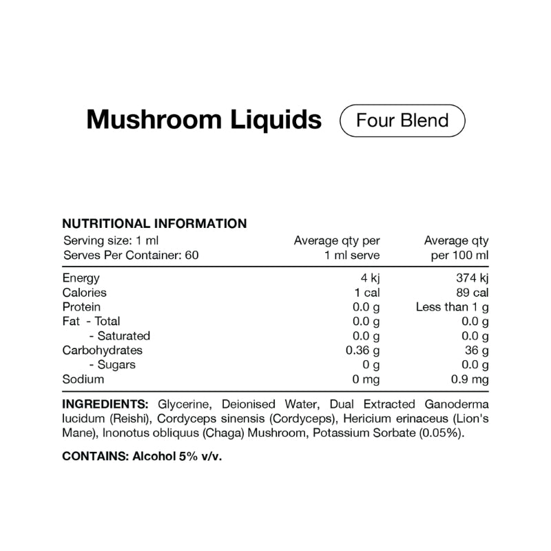 Switch Nutrition Liquid Mushroom Extract Double Strength Four Blend NIP