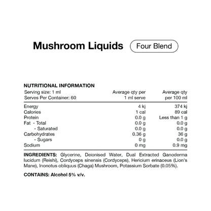 Switch Nutrition Liquid Mushroom Extract Double Strength Four Blend NIP