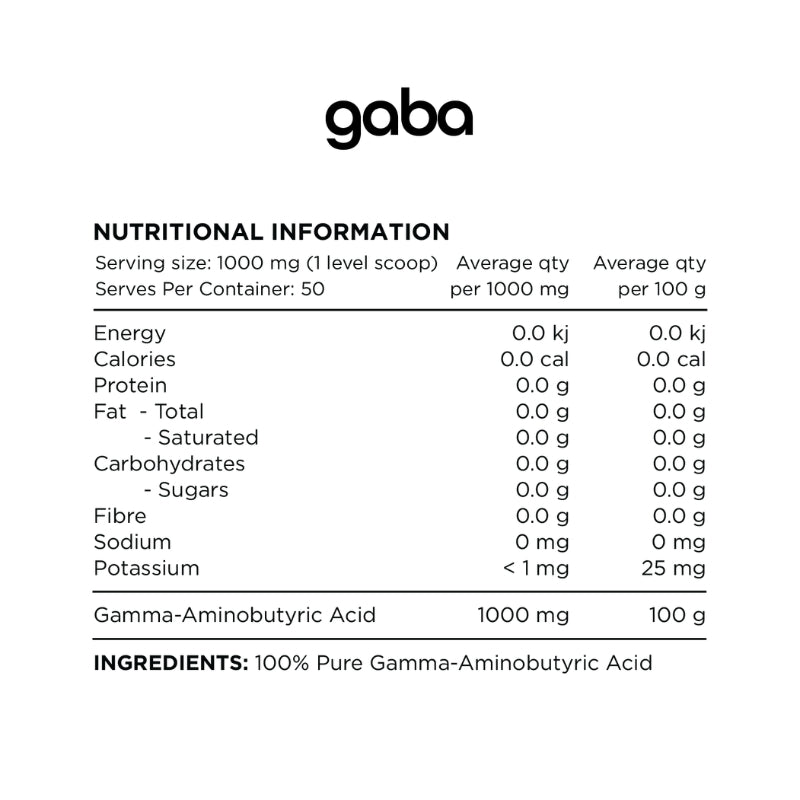 Switch Nutrition GABA 100% Pure Gamma Amino-Butyric Acid NIP