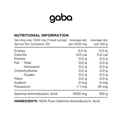 Switch Nutrition GABA 100% Pure Gamma Amino-Butyric Acid NIP