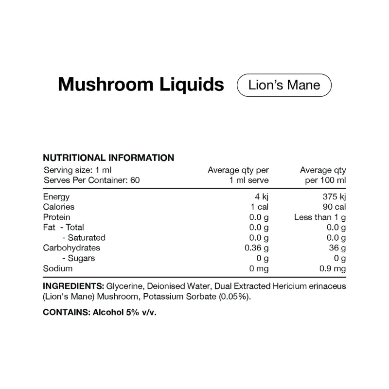 Switch Nutrition Liquid Mushroom Extract Double Strength Lions Mane NIP