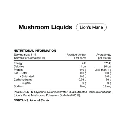 Switch Nutrition Liquid Mushroom Extract Double Strength Lions Mane NIP