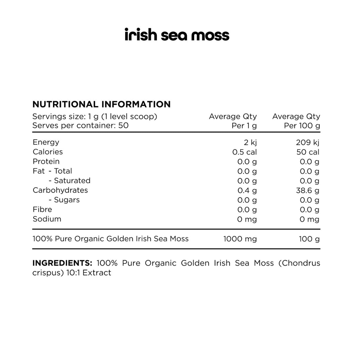 Switch Nutrition Organic Golden Irish Sea Moss Powder nip