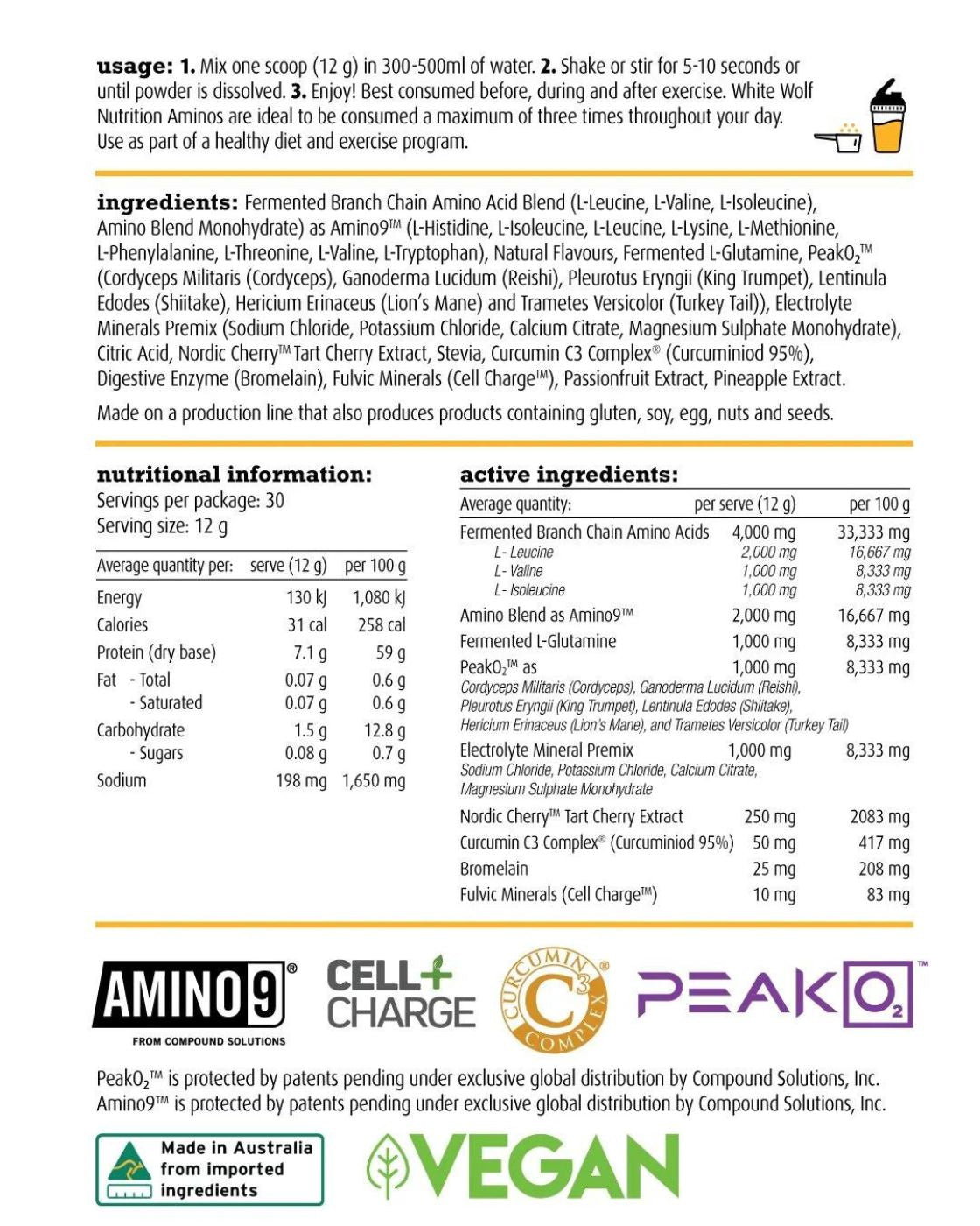 White Wolf Vegan Essential Aminos