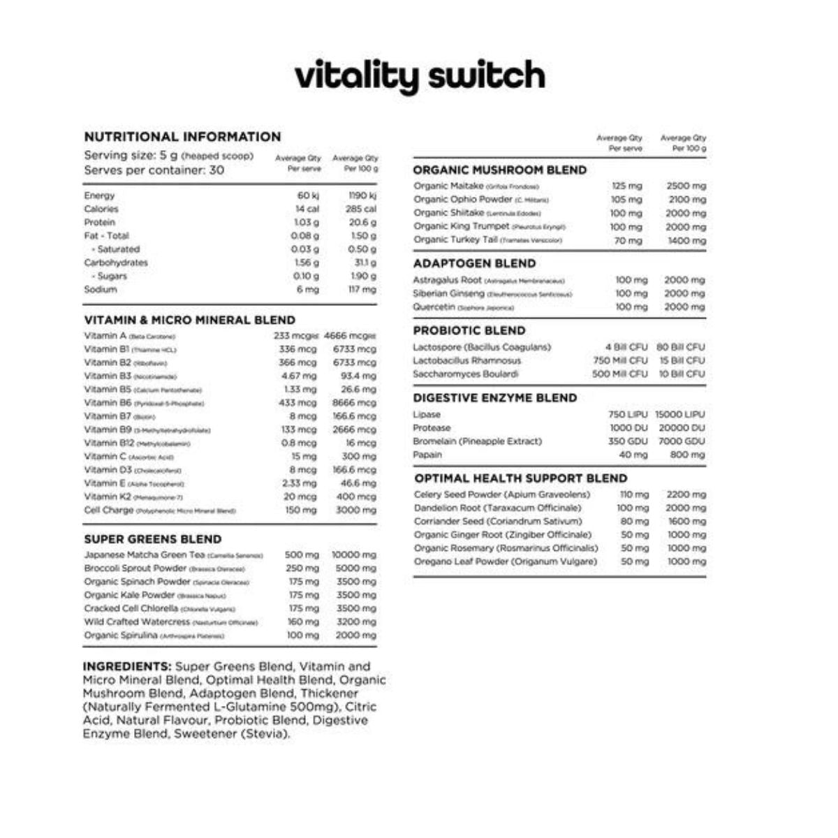 Switch Nutrition Vitality Switch NIP