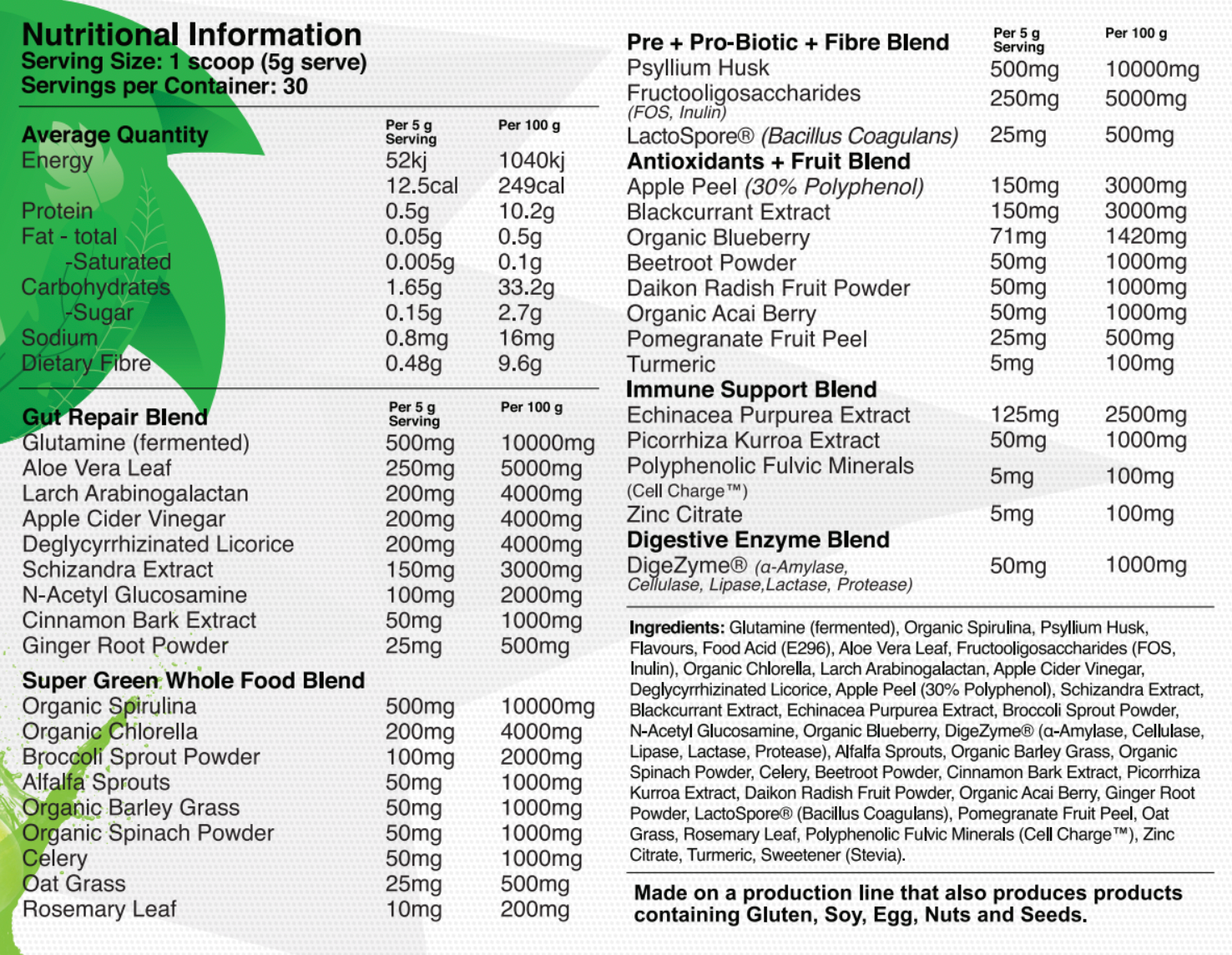 Red Dragon Greens Gut plus Immunity